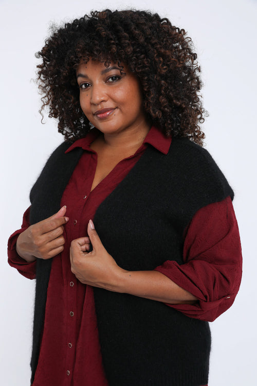 Einfarbige ärmellose Weste-Paprika-5