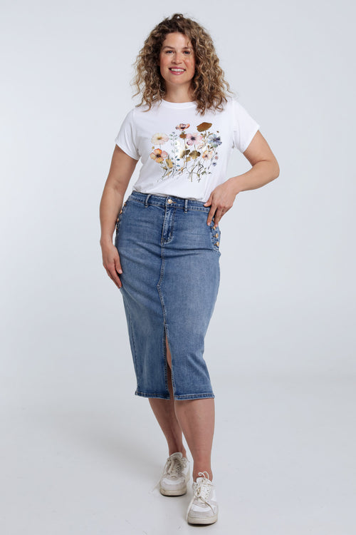 T-Shirt aus Baumwolle mit floralem Druck und Folie-Paprika-8