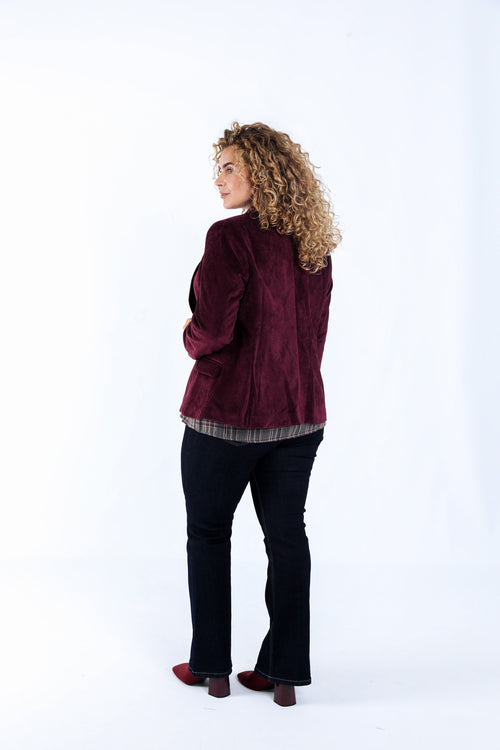 Unifarbener Cordblazer-Paprika-2