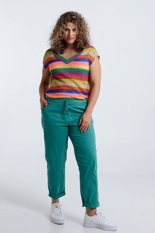 Unifarbene 7/8-Chinohose mit locker geschnittenen Hosenbeinen-Paprika-9