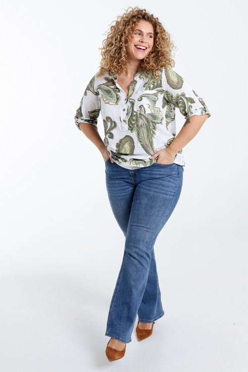 Bluse aus bedrucktem Baumwollvoile mit Paisleymuster-Paprika-8