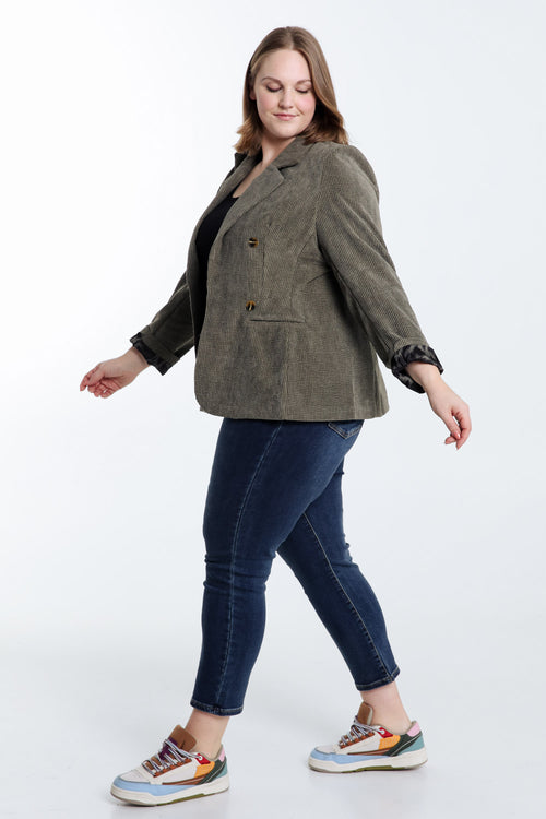 Kurzer, unifarbener Blazer aus Samt mit Animal-Print-Futter-Paprika-9
