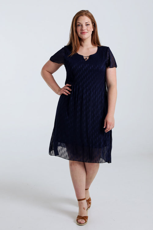 Kurzes einfarbiges Kleid aus plissiertem Voile-Paprika-9