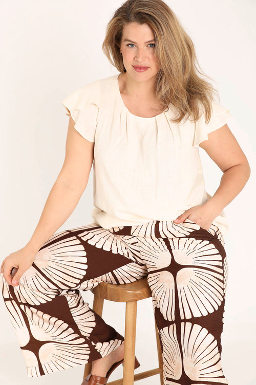 Einfarbige Bluse aus Viskose und Leinen-Paprika-8