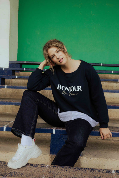Sweat Bonjour avec fausse chemise-Paprika-1
