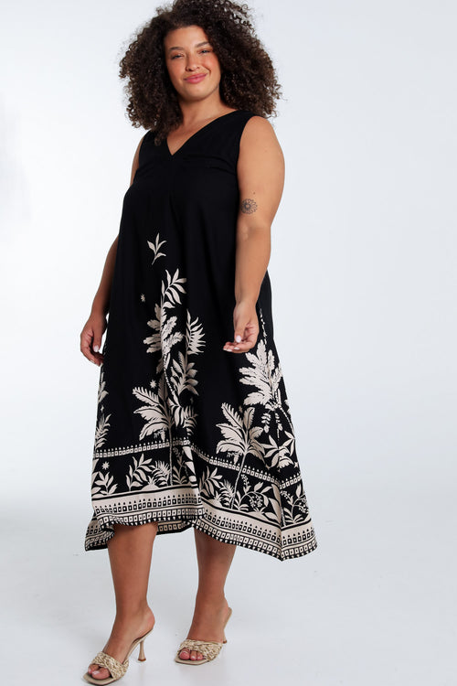 Druckkleid aus Viskose mit Blattmuster-Paprika-9
