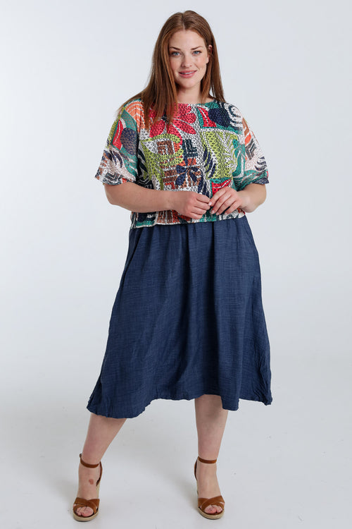Langes 2-in-1-Kleid mit Blumenmuster-Paprika-8