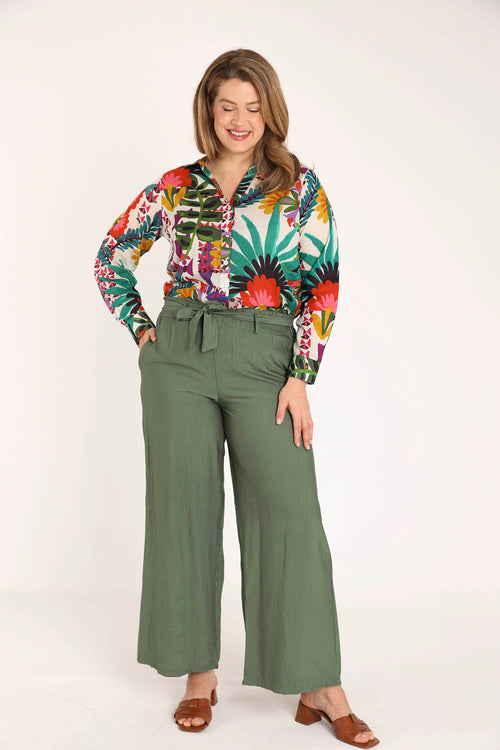 Bedruckte Baumwollbluse mit tropischem Muster-Paprika-8