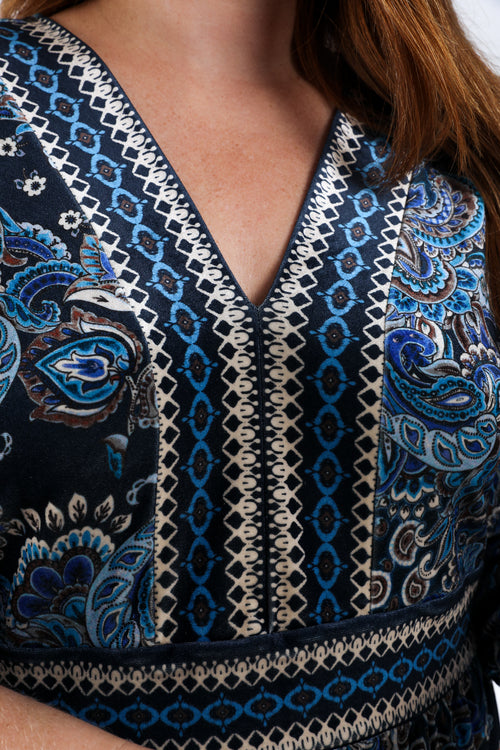 Kleid aus Samt mit Paisley-Muster-Paprika-4