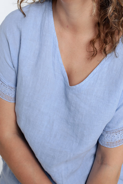Leinenbluse einfarbig mit Pailletten-Detail-Paprika-6
