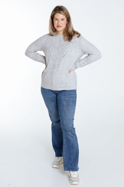 Unifarbener Pullover mit Kabel- und Strassdetails-Paprika-8