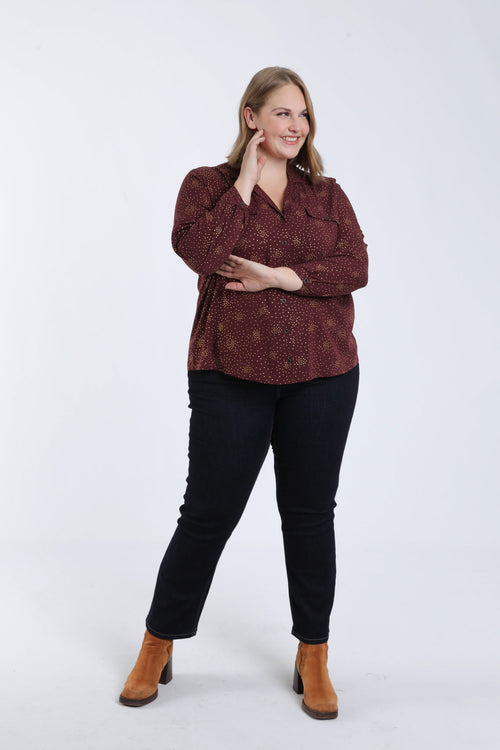 Chemisier en viscose à pois avec détail foil-Paprika-7