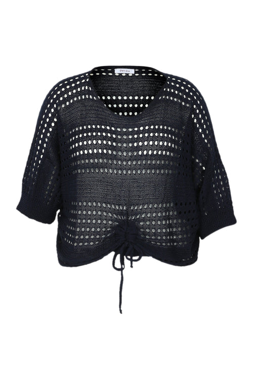 Kurzer, unifarbener Pullover aus Viskose-Paprika-10