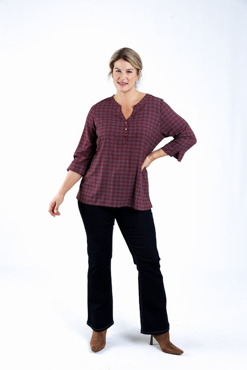 Bedruckte Bluse mit Grafikmuster-Paprika-6