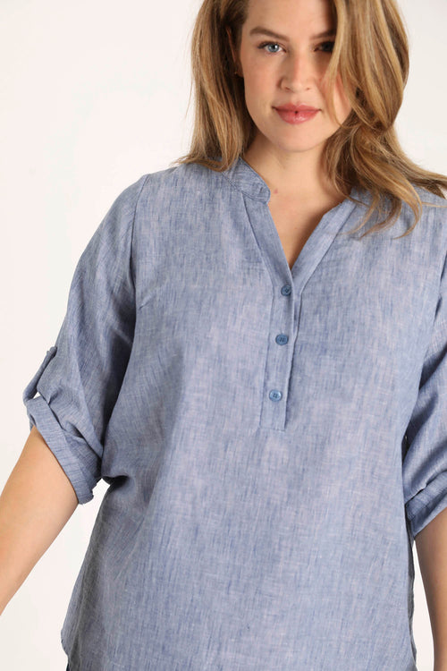 Uni melierte Bluse-Paprika-4