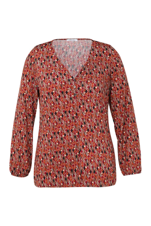 Gerade geschnittenes Top mit Kreismuster-Paprika-10