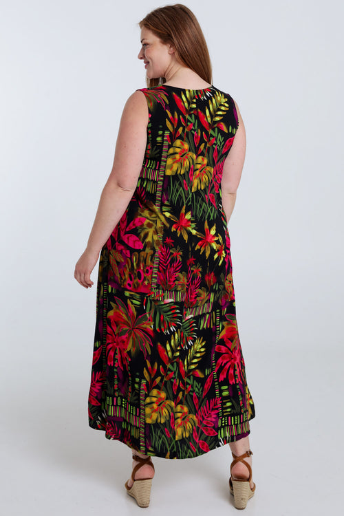 Langes Kleid aus bedruckter Viskose-Paprika-2