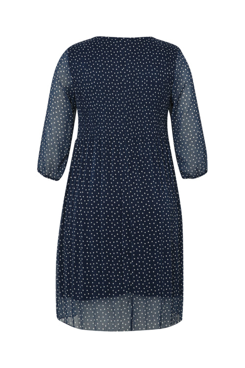 Kleid aus plissiertem Voile mit Punkteprint-Paprika-11