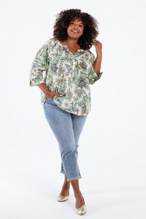 Baumwollbluse mit floralem Muster-Paprika-9