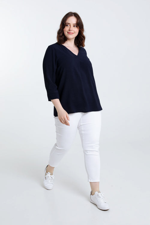 Locker geschnittene, unifarbene Bluse-Paprika-9