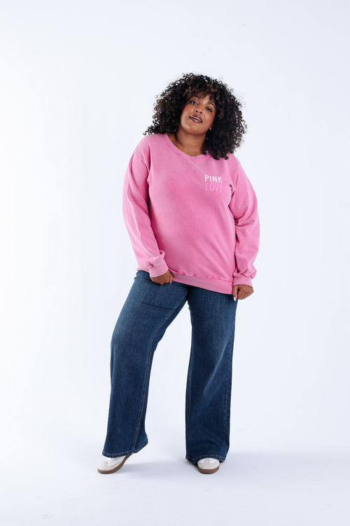 Sweat en coton Pink love octobre rose-Paprika-6