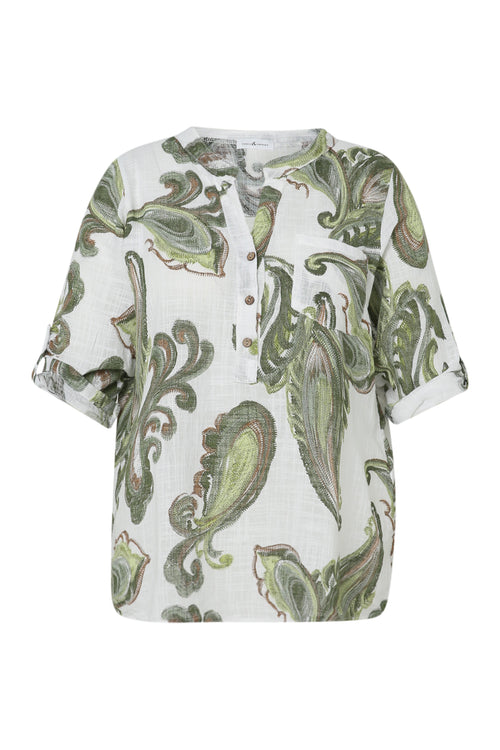 Bluse aus bedrucktem Baumwollvoile mit Paisleymuster-Paprika-10