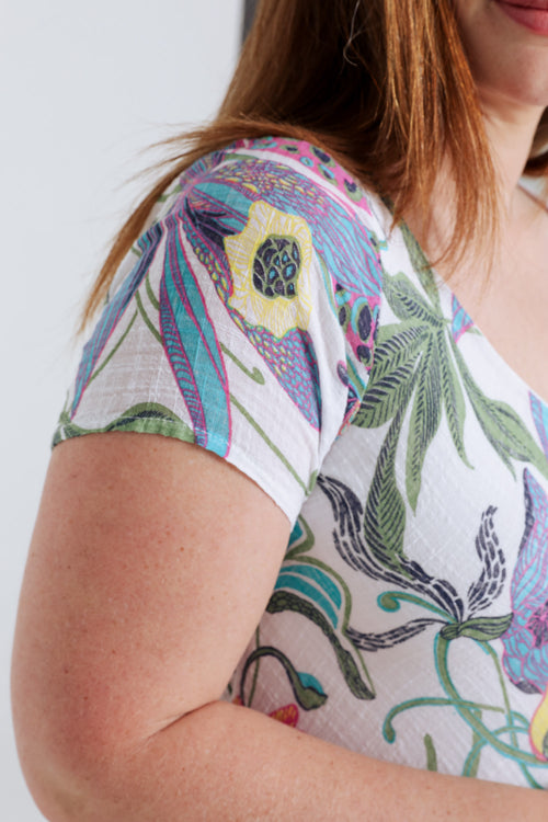 Kleid aus Baumwoll-Gaze mit Blumenmuster-Paprika-6