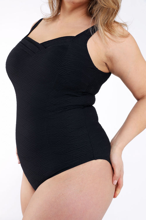 Maillot de bain maille relief dessin graphique ton sur ton-Paprika-6