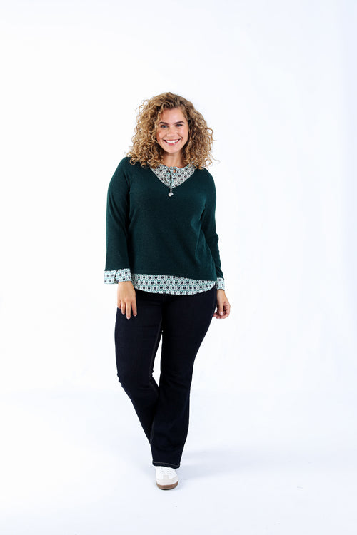 Pullover 2-in-1 mit geometrischem Muster-Paprika-5