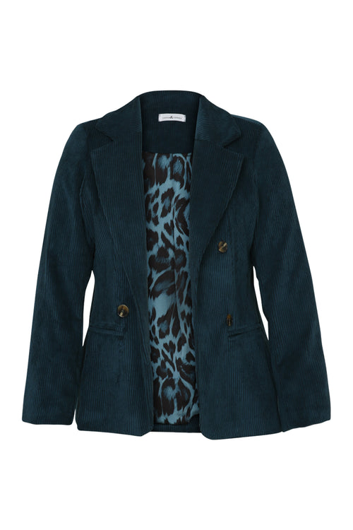 Kurzer, unifarbener Blazer aus Samt mit Animal-Print-Futter-Paprika-10