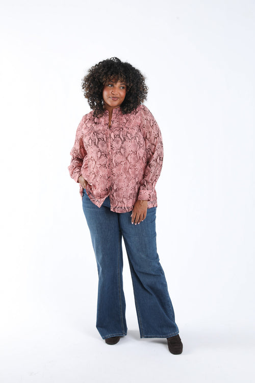 Schlangenprint-Bluse mit Lurex-Paprika-6