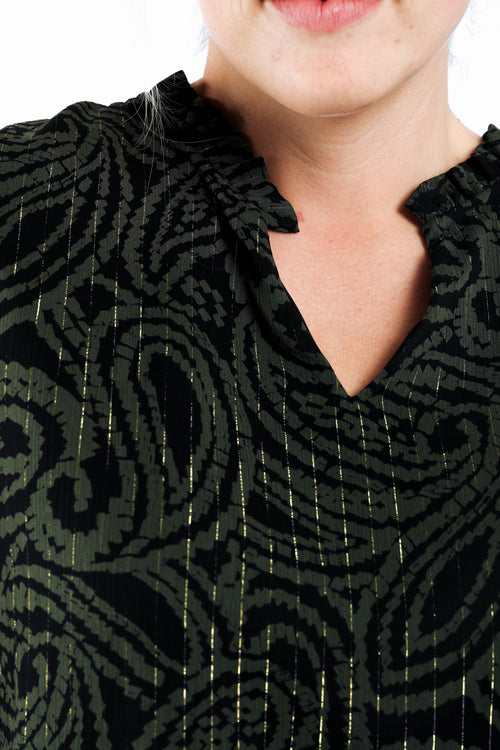 Zweifarbige Bluse mit Paisley-Muster-Paprika-4