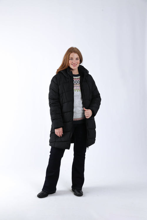 Uni langer Daunenmantel-Paprika-8