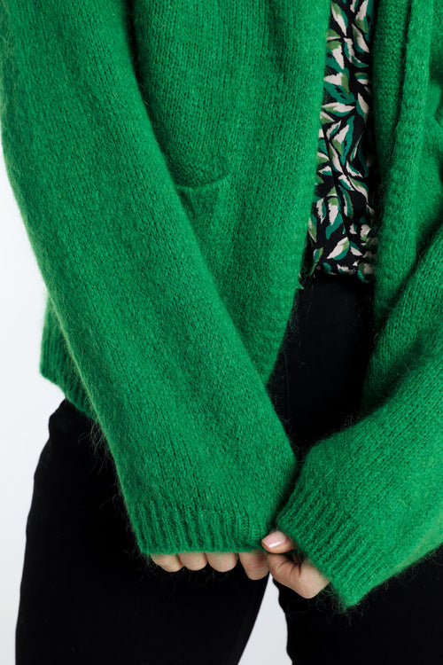 Unifarbener, offener Cardigan aus weichem Mohair-Paprika-5