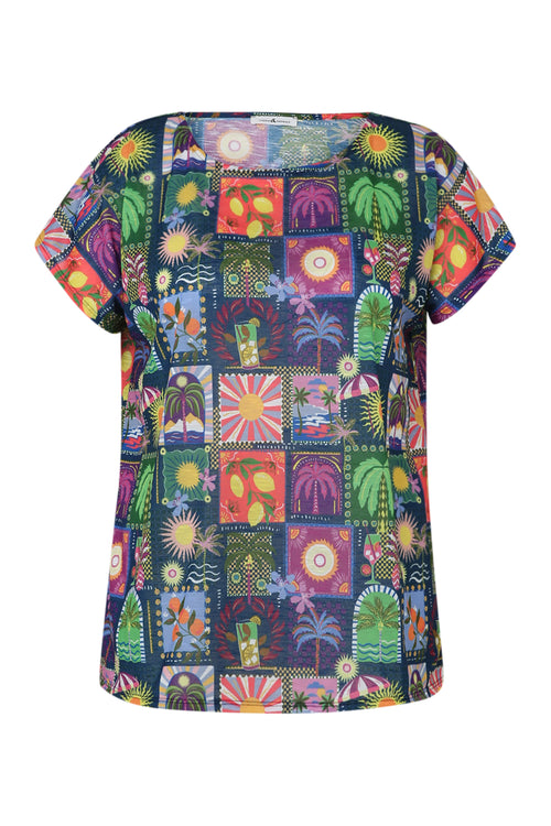 Druck-T-Shirt mit Dschungel- und Tropenmuster-Paprika-10