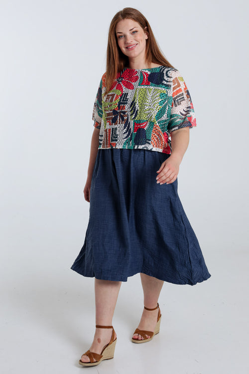 Langes 2-in-1-Kleid mit Blumenmuster-Paprika-7
