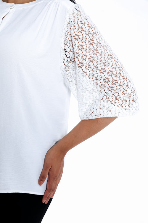 Blouse unie manches en crochet-Paprika-5