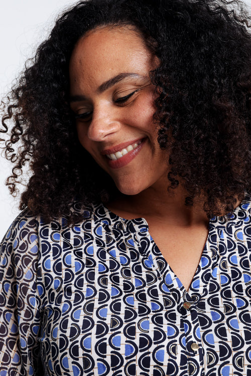 T-Shirt mit goldenem grafischem Muster-Paprika-3