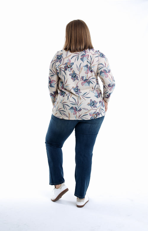 T-shirt en maille chaude imprimé fleuri-Paprika-2
