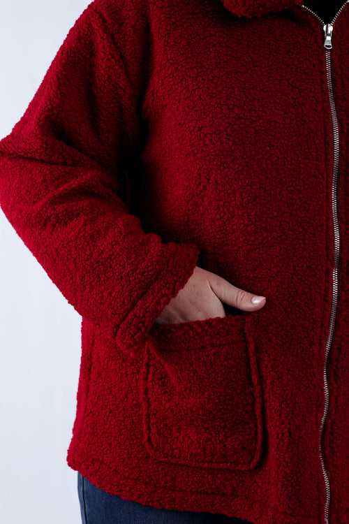 Einfarbiger Teddy-Mantel-Paprika-5