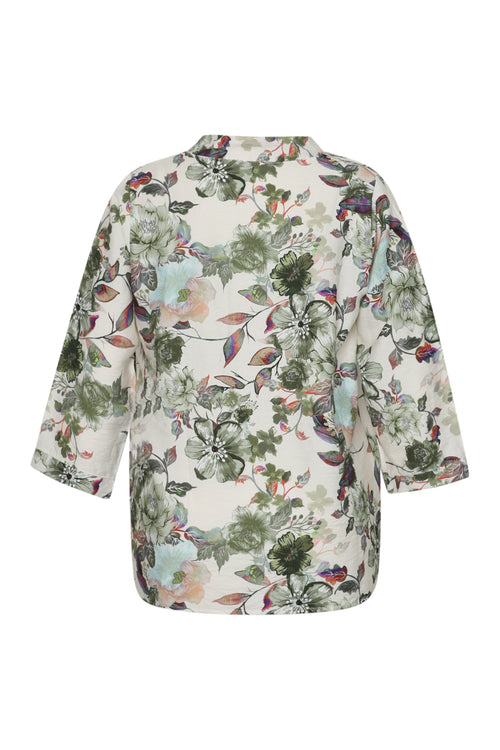 Bluse aus bedrucktem Viskose mit Blumenmuster-Paprika-10