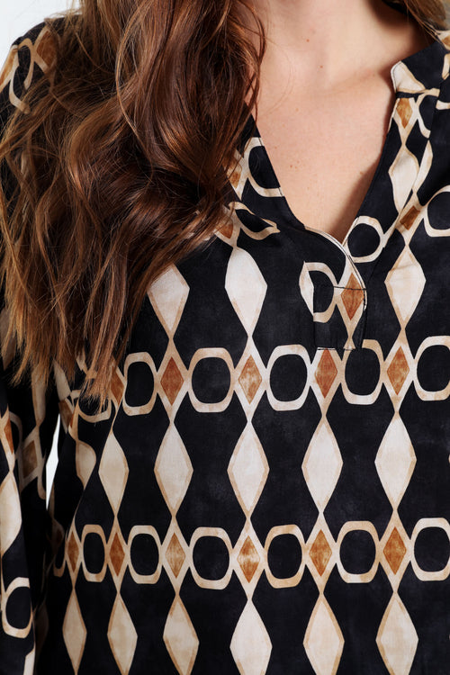 Bluse aus Viskose mit grafischem Print-Paprika-5