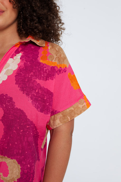 Bluse aus bedruckter Baumwolle mit Blumenmuster-Paprika-5