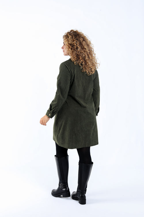 Unifarbenes kurzes Kleid aus Cordvelours-Paprika-2
