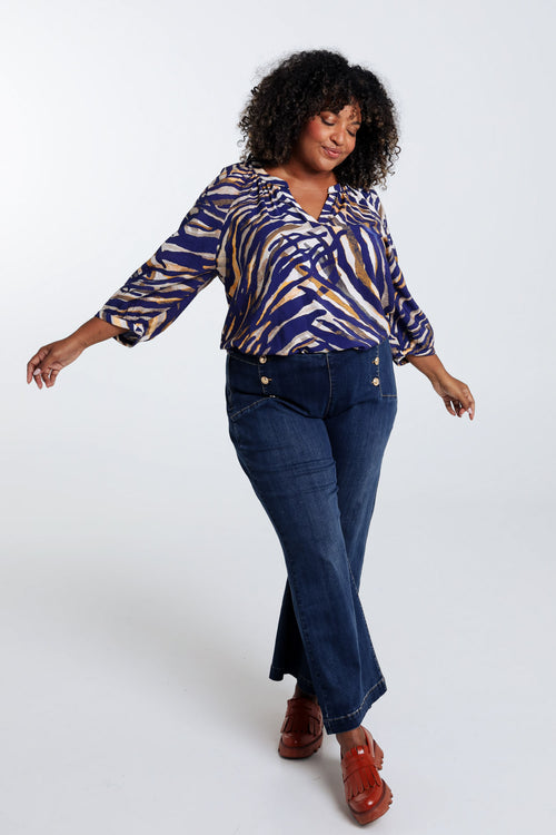 Raglanbluse aus Viskose mit Zebradruck-Paprika-7