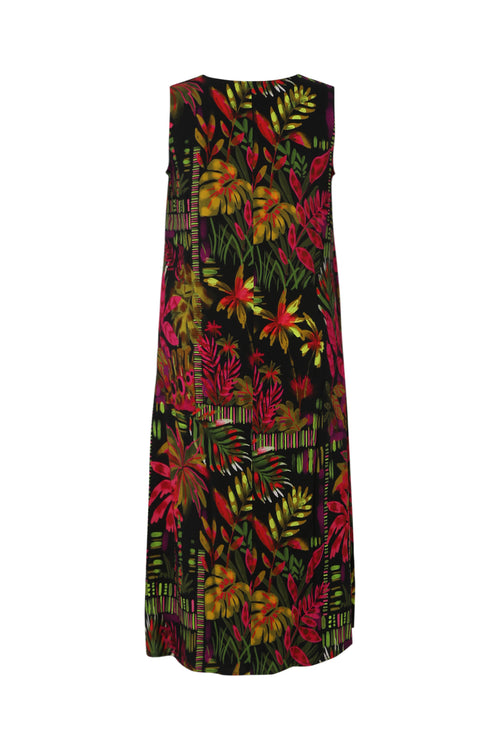 Langes Kleid aus bedruckter Viskose-Paprika-11