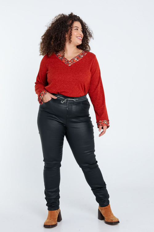Beschichtete Slim-Fit-Jeggings mit feinem Gürtel-Paprika-7