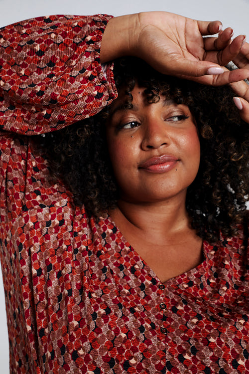 Gerade geschnittenes Top mit Kreismuster-Paprika-5