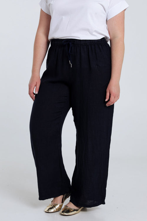 Einfarbige Leinenhose-Paprika-1