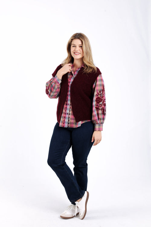 Einfarbige ärmellose Weste-Paprika-6